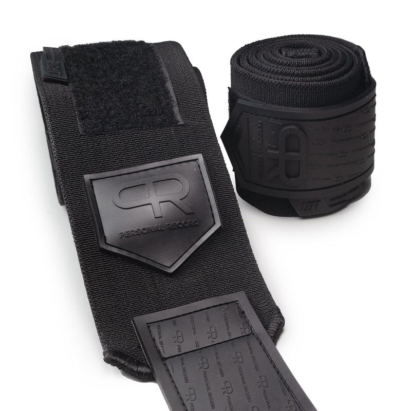 PR Personal Record Elbow Wraps for Weightlifting - Heavy Duty Construction, 25% More Elasticity, Reinforced Stitching, Extra Wide Fastener, Easy to Adjust, All Black - Image 2